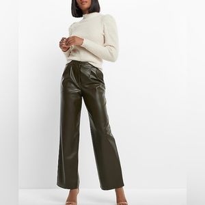 NWT Express Super High Waisted Faux Leather Pleated Wide Leg Pant
